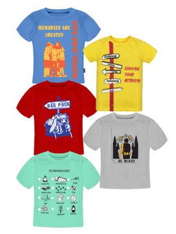 KiddoPanti - Boys Round Neck Half Sleeve T-Shirts (Pack of 5)