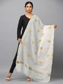 Hella Fashions - White Chanderi Dupatta