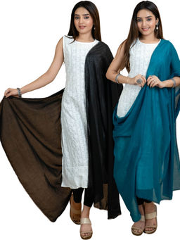 Hella Fashions - Solid Multi-Colour Cotton Dupatta