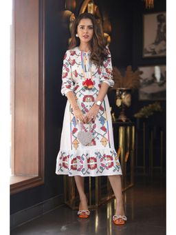 BOHO-CHIC By Sukriti Jain - White Sharnamli In Our The Amour Midi Dress