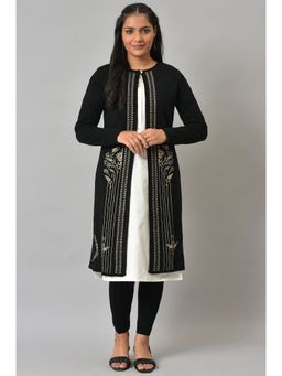 W - Black Floral Cardigan