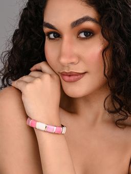 REENISAA - Pink Enamel Voyage Colorblock Bangle