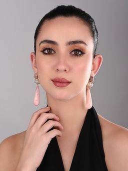 REENISAA - Blush Pink Gemstone Cascade Drop Earrings