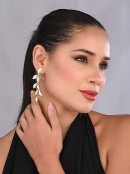 REENISAA - 18K Gold-Plated Leaf Shaped Drop Earrings