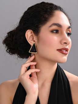 REENISAA - 18K Gold Plated Midnight Triangle Stud Earrings