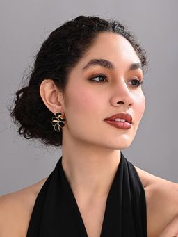 REENISAA - Black Petal 18K Gold Plated Earrings