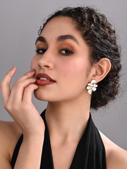 REENISAA - Ivory Leaf 18K Gold Plated Statement Earrings