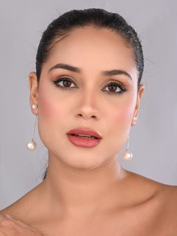 REENISAA - Classic 18K Gold Plated Long Pearl Drop Earrings