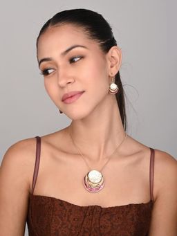 REENISAA - Pink Luna Eclipse Layered Pendant Necklace Set