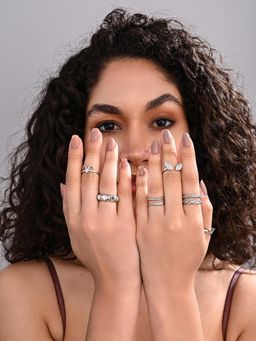 REENISAA - Silver Sculpt Stack Set (Pack of 9)