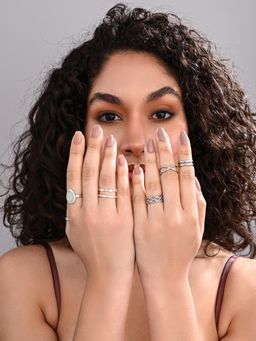 REENISAA - Silver Serenity Ring Ensemble Set (Pack of 8)