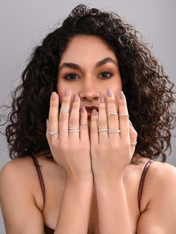 REENISAA - Lunar Luxe Silver Stack Ring Set (Pack of 10)