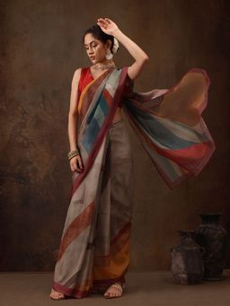Silk Land - Women Multi-Color Printed Saree with Unstitched Blouse