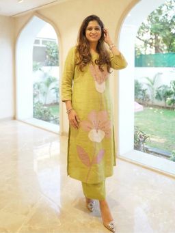 Gahan - Womens Viscose Blend Straight Printed Kurta with Pant - Green