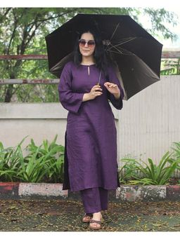 Gahan - Womens Viscose Solid Straight Kurta with Pant - Purple