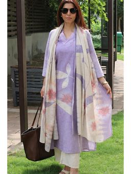 Gahan - Womens Cotton Blend Straight Printed Kurta with Pant & Dupatta - Purple