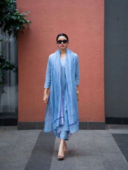 Gahan - Womens Poly Straight Solid Kurta with Narrow Pant & Dupatta - Blue