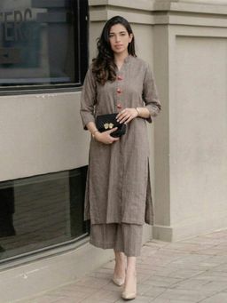 Gahan - Womens Viscose Straight Printed Kurta with Pant - Grey