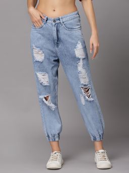 KASSUALLY - Blue Highly Distressed Light Fade Jeans
