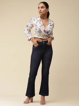 Label Ritu Kumar - Ecru Floral Printed Crop Top