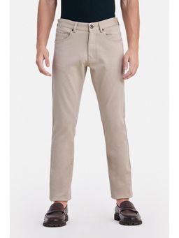 Snitch - Beige Textured Regular Casual Trouser for Men