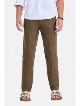 Snitch - Brown Solid Regular Trouser for Men