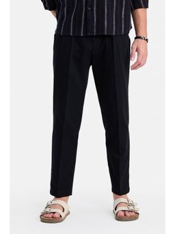 Snitch - Black Solid Regular Trouser for Men