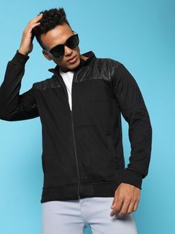 Campus Sutra - Men Solid Zipper Bomber Jacket