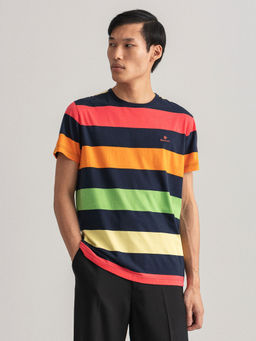 GANT - Men Multi-Color Striped Regular Fit Crew T-shirt