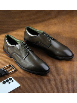 Metro - Men Olive Solid Derbies