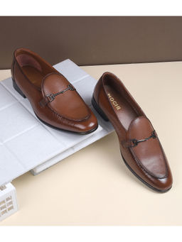 Mochi - Men Brown Leather Formal Loafers