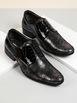 Metro - Men Black Lace-Up Derbies