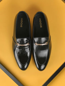 Mochi - Men Black Slip On Formal Loafers