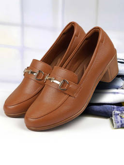Mochi - Women Tan Slip On Formal Loafers