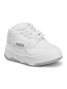 Drop Bold - Women White Lace-Up Casual Sneakers