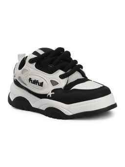 Drop Bold - Women Black Lace-Up Casual Sneakers