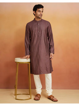 Fabindia - Mauve Viscose Silk Hand Block Printed Kurta