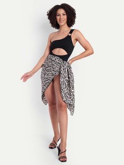 SO WHAT - Cutout Bikini With Sarong Black (Set of 2)