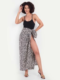 SO WHAT - Gia Plain Cross Back Swimsuit With Sarong Black (Set of 2)