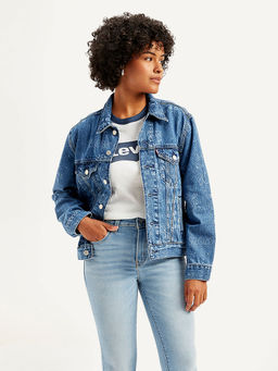 Levi's - Women Paisley Print Blue Spread Collar Trucker Jacket