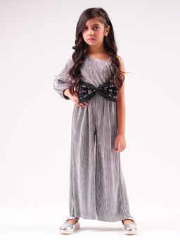 Lil Drama - Barbie Silver Shimmer Rockstar Grey Jumpsuit For Girls