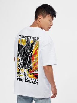 The Souled Store - Men Official Star Wars Rule The Galaxy White Oversized T-shirts