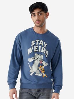 The Souled Store - Official Tom And Jerry- Stay Weird Oversized Sweatshirts In Blue