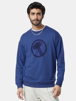 The Souled Store - Thor Hammer Power Blue Color Printed Men Oversized Sweatshirts