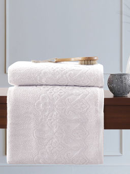 Maspar - Colorart Windsor 550 GSM Cotton Self Jacquard White Bath Towel