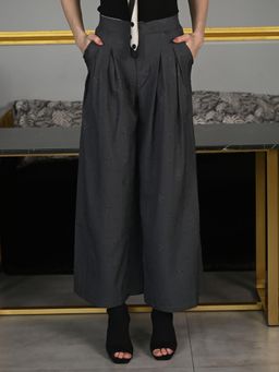 Odette - Women Grey Blended Fabric Floral Trouser