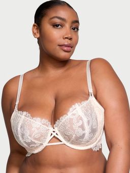 Victoria's Secret - White Dream Angels Wicked Unlined Boho Floral Embroidery Balconette Bra