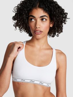 Victoria's Secret - PINK Cotton Logo Racerback White Bralette