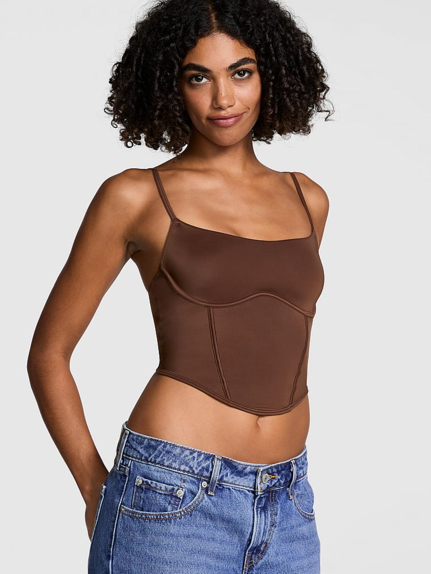 Buy Victoria's Secret PINK The Cinched Micro Brown Corset Bralette
