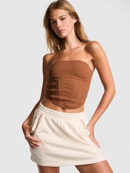 Victoria's Secret - PINK The Cinched Cotton Strapless Brown Corset Bralette